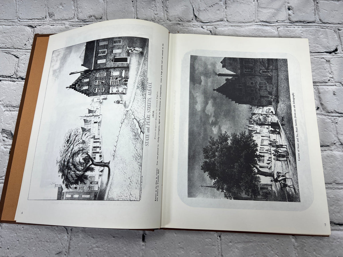 Old Albany Volumes 1, 2 and 3 by Morris Gerber, 1970-1972 Morris Gerber hardcover - interior spread with State and Pearl Streets illustrations