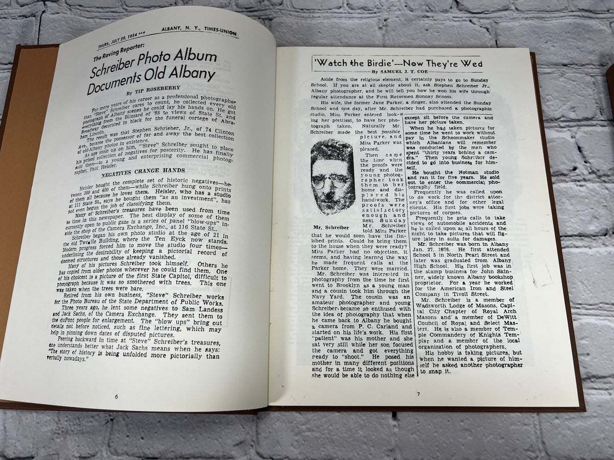 Old Albany Volumes 1, 2 and 3 by Morris Gerber, 1970-1972 Morris Gerber hardcover - interior spread of Times-Union articles