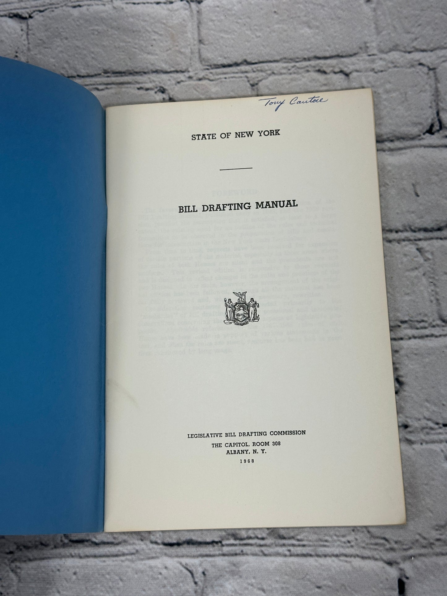 Bill Drafting Manual [State of New York · Legislative Bill Drafting Com. · 1968]