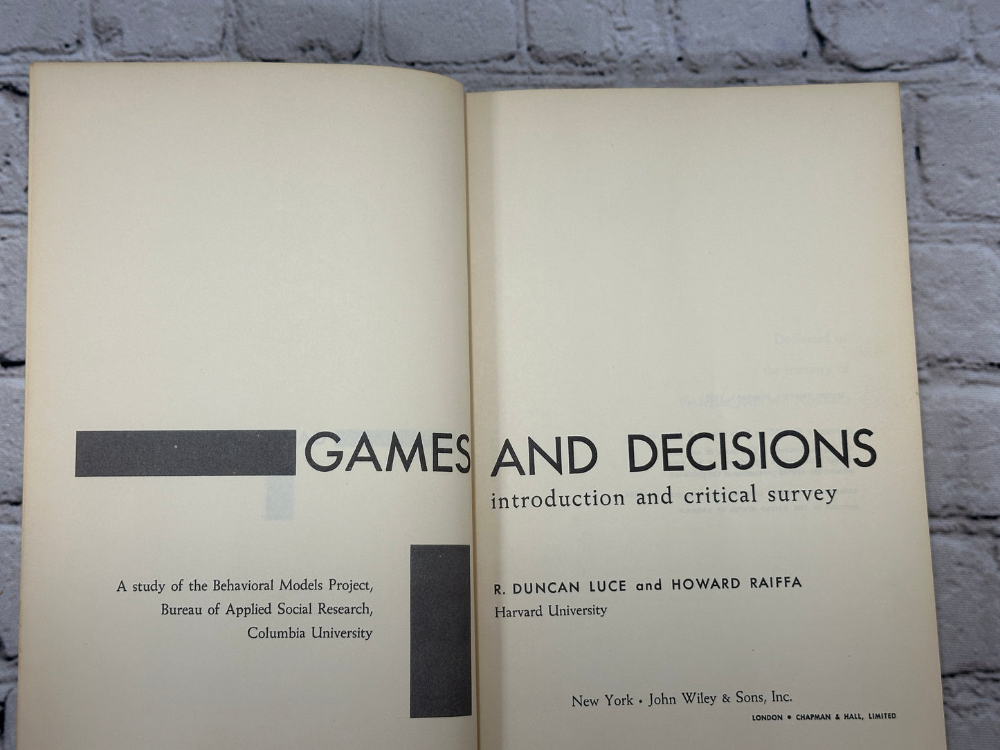 Games And Decisions Introduction..by Duncan & Raiffa [1958 · 2nd Printing]