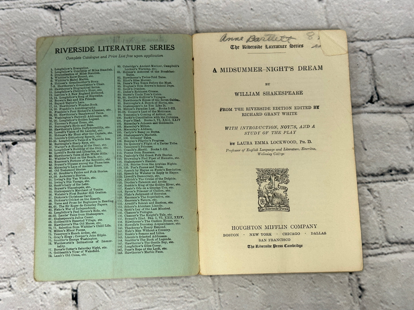 Riverside Literature Series # 153 A Midsummer Night's Dream, Shakespeare [1911]