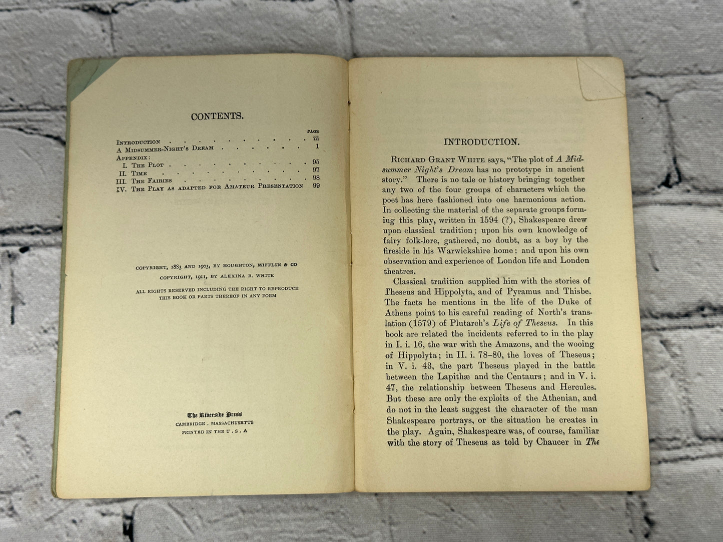 Riverside Literature Series # 153 A Midsummer Night's Dream, Shakespeare [1911]