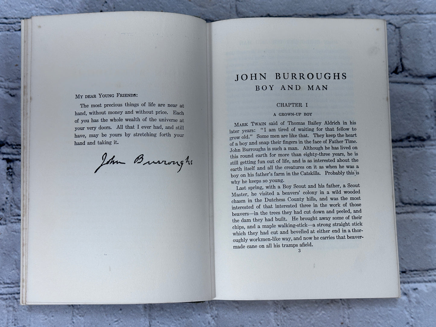 John Burroughs Boy and Man By Clara Barrus with memorabilia  [Doubleday · 1921]