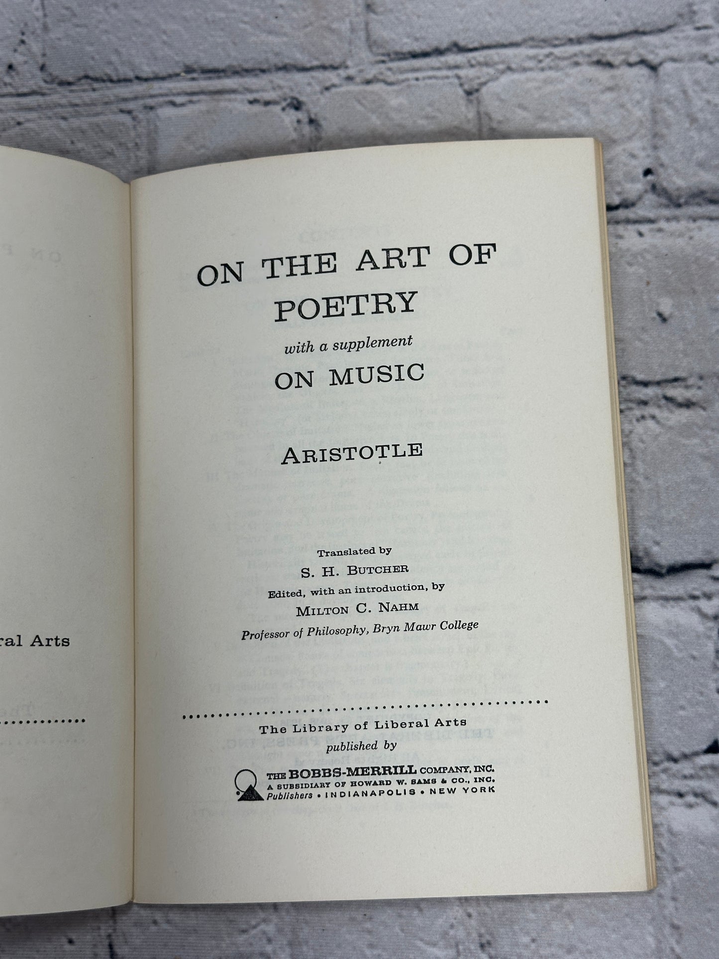 Aristotole: On Poetry and Music [Library of Liberal Arts · 1956]