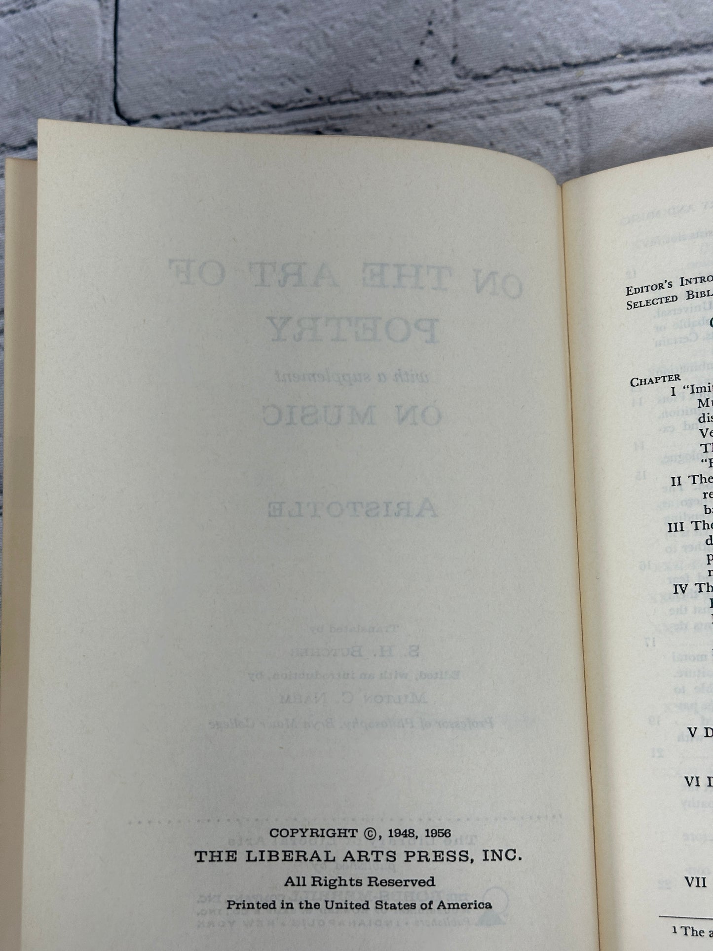 Aristotole: On Poetry and Music [Library of Liberal Arts · 1956]