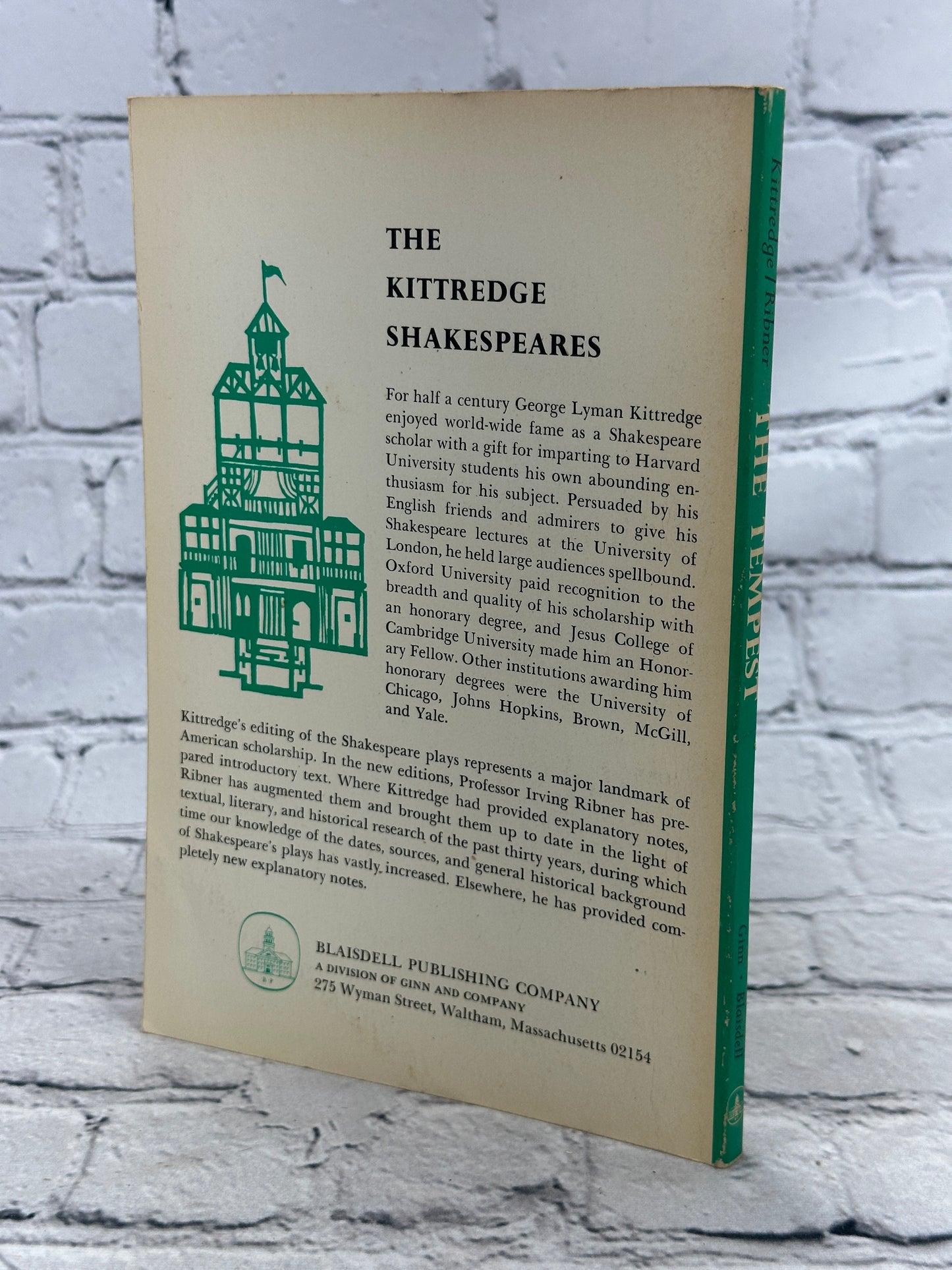 The Kittredge Shakespeares The Tempest Edited By George Kittredge [2nd Ed. · 1966]