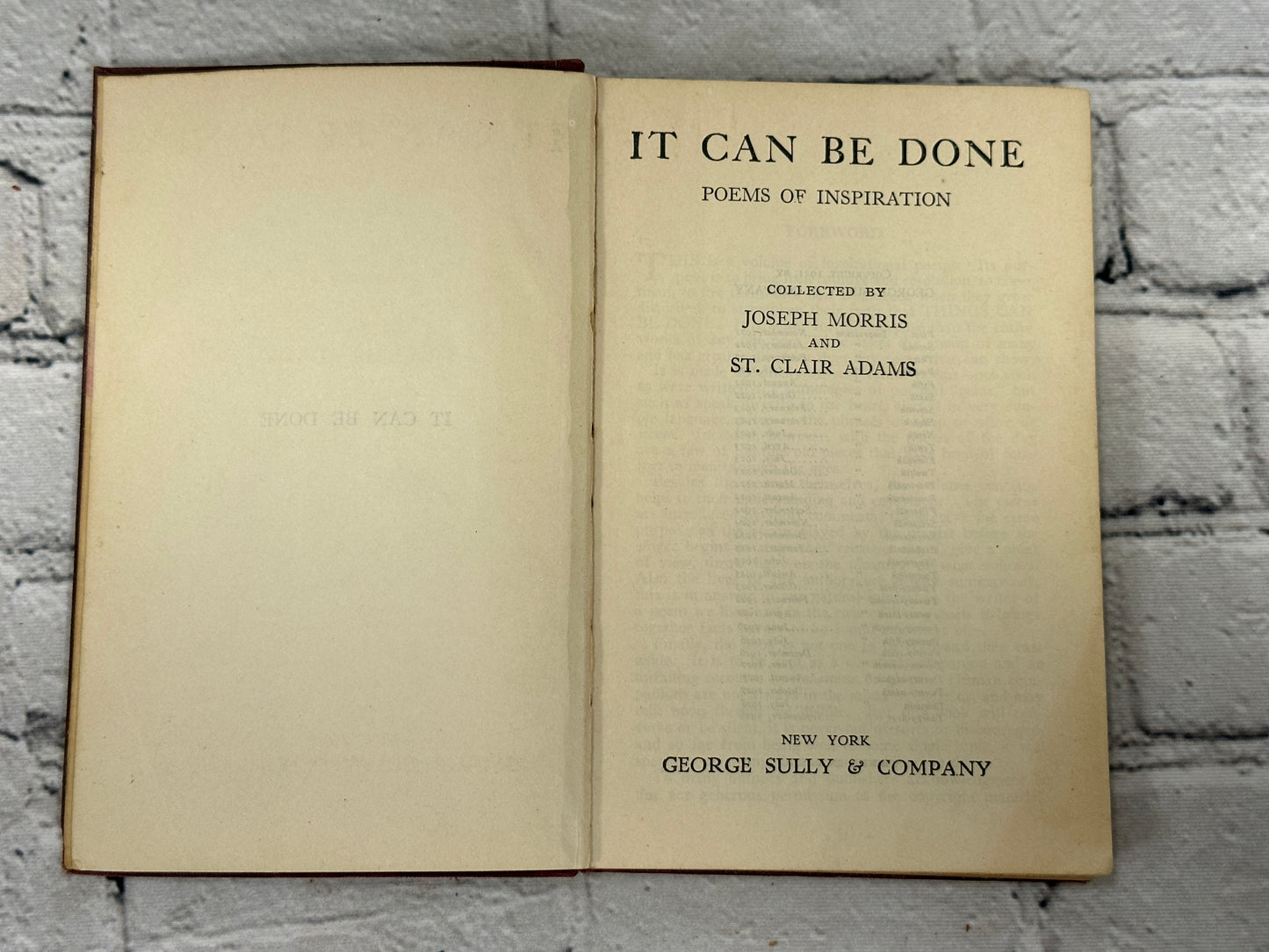 It Can Be Done Poems Of Inspiration by Joseph Morris and St. Clair Adams [1928]