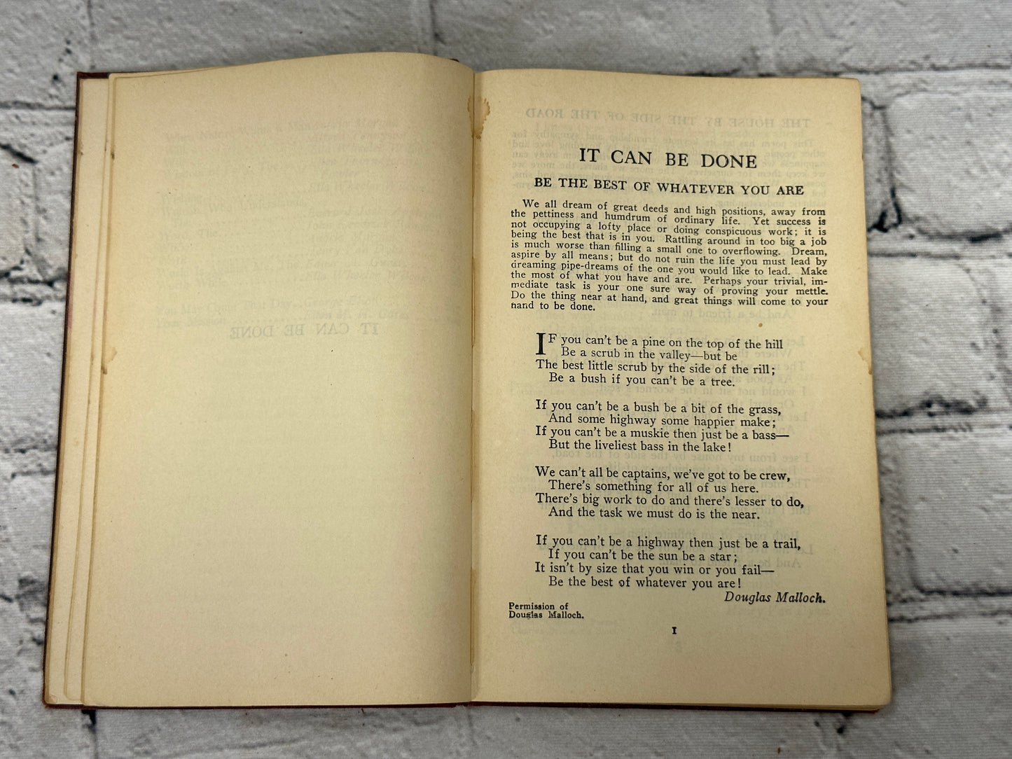 It Can Be Done Poems Of Inspiration by Joseph Morris and St. Clair Adams [1928]