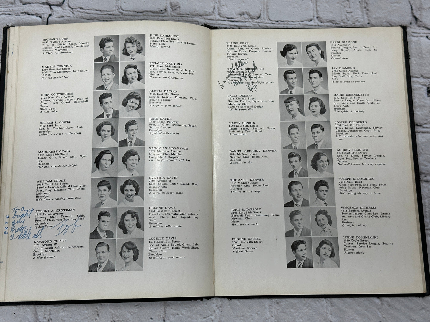 LOG James Madison High School June 1951 Class Yearbook Brooklyn 29 NY