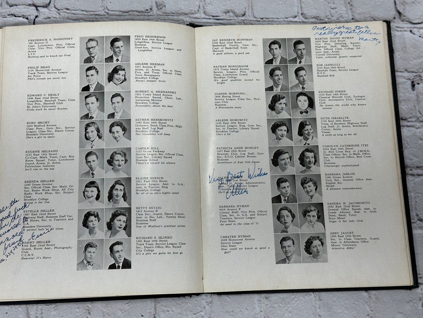 LOG James Madison High School June 1951 Class Yearbook Brooklyn 29 NY