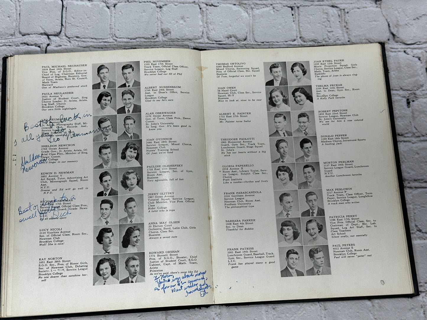 LOG James Madison High School June 1951 Class Yearbook Brooklyn 29 NY