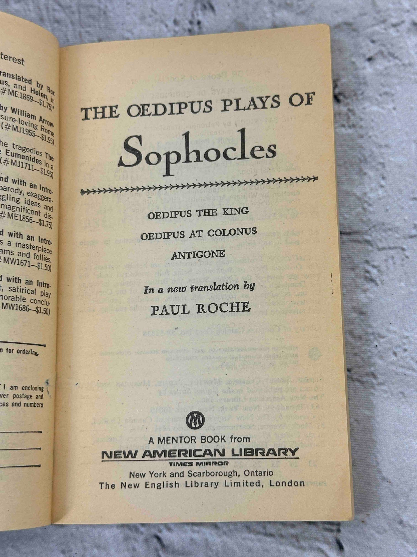The Oedipus Plays of Sophocles
