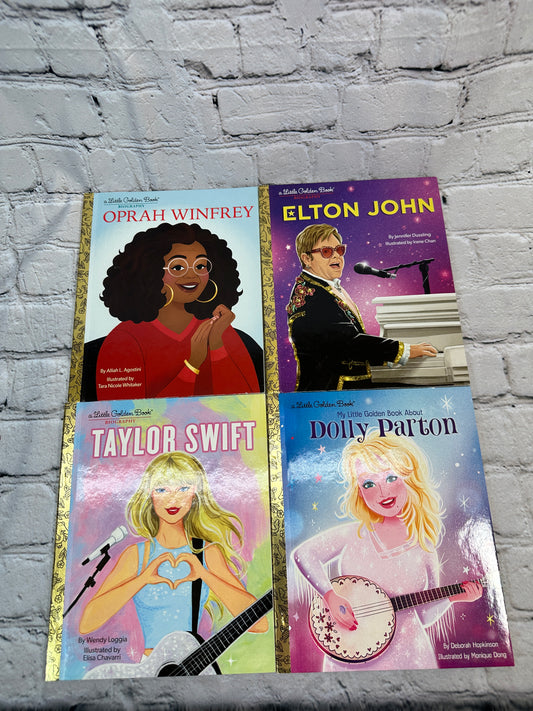 Little Golden Book Biography Elton, Taylor, Oprah, Dolly [4 Book Lot]