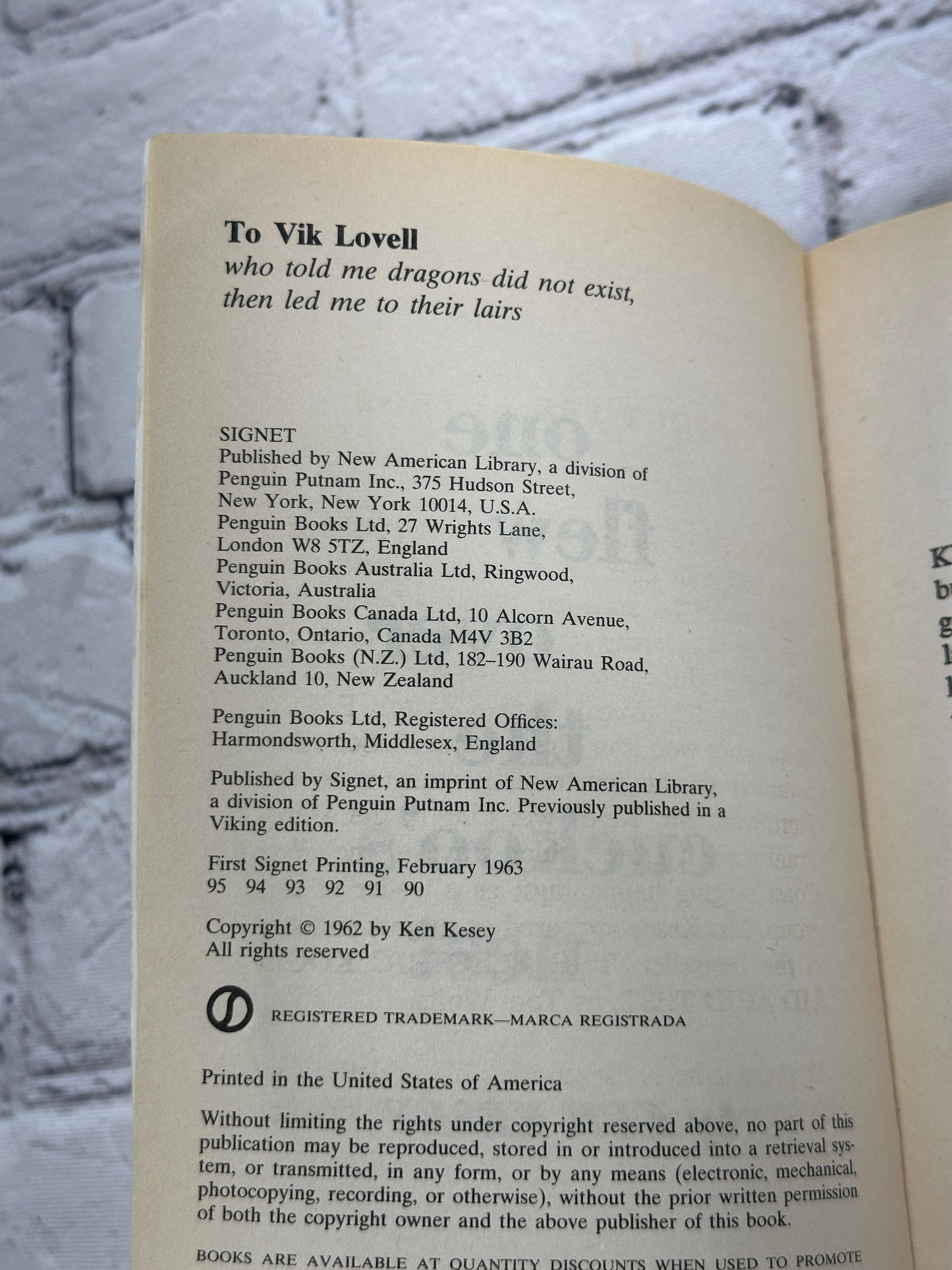 One Flew Over the Cuckoo's Nest By Ken Kesey [1963 · 1st Signet]