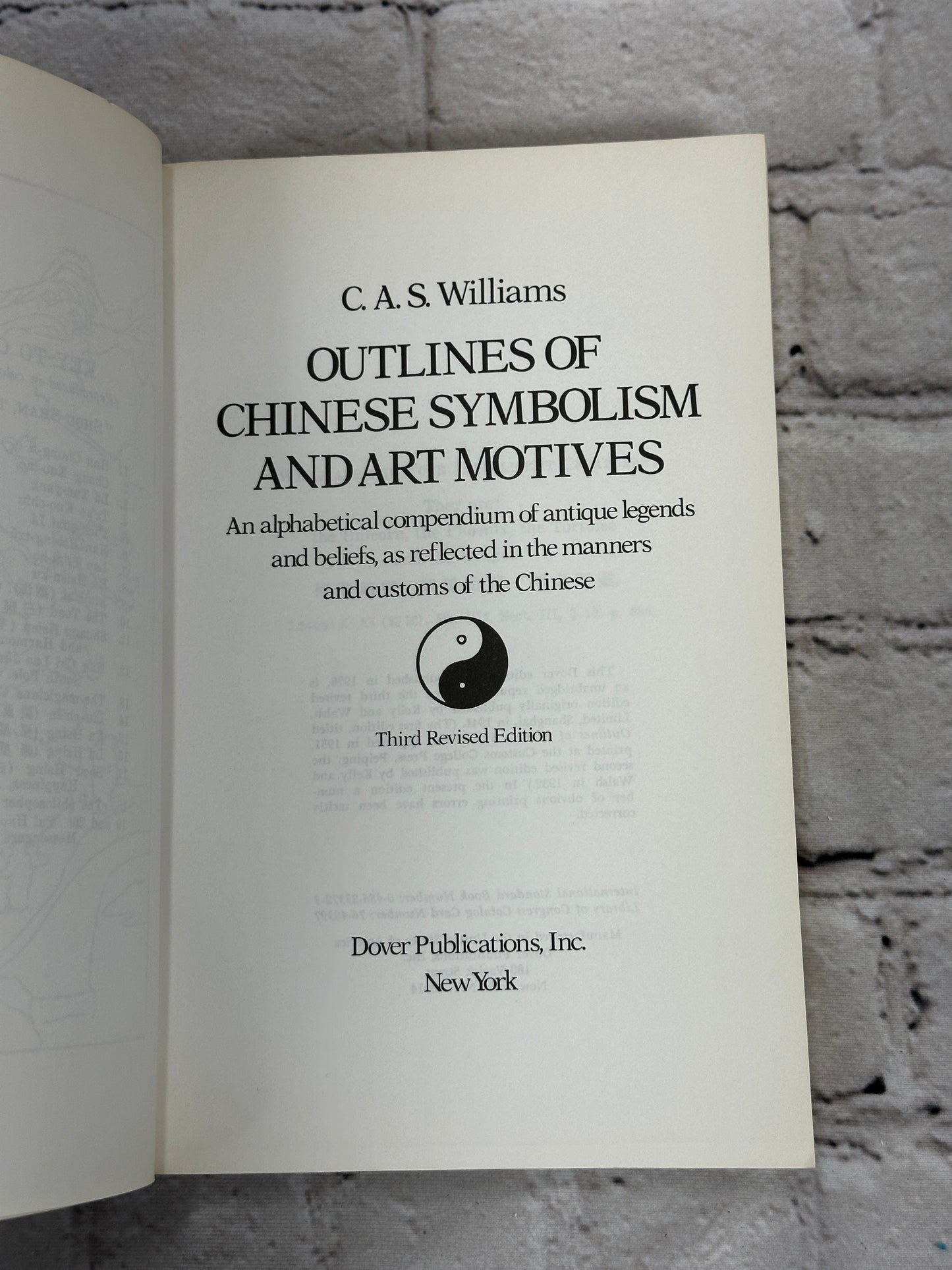 Outlines of Chinese Symbolism & Art Motives by C.A.S. Williams [3rd Revised Ed.]