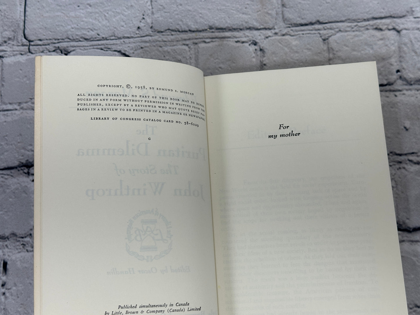 The Puritan Dilemma The Story of John Winthrop by Edmund Morgan [1958]