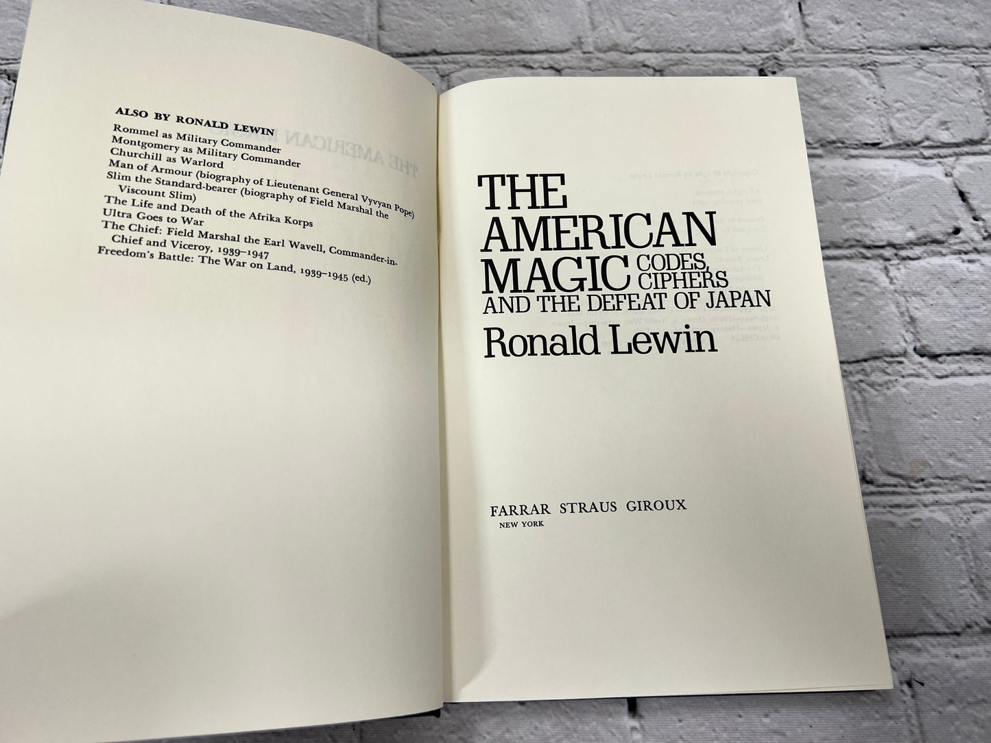 American Magic Codes Ciphers And The Defeat Of Japan By Ronald Lewin [1982]