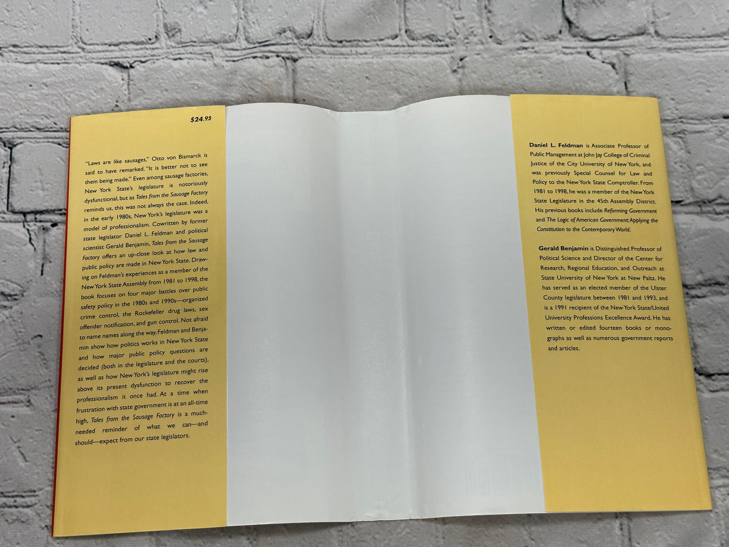 Tales from the Sausage Factory Making Laws in NY By Daniel Feldman [Signed · 1st Edition · 2010]