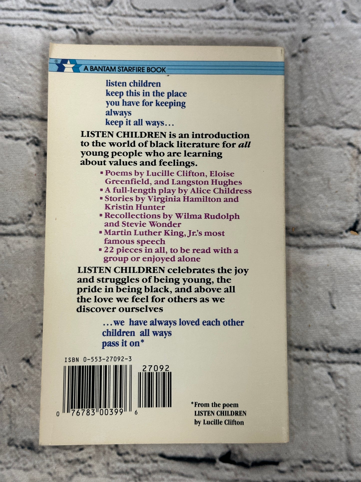 Listen Children : An Anthology of Black.. by Dorothy S. Strickland [1986]