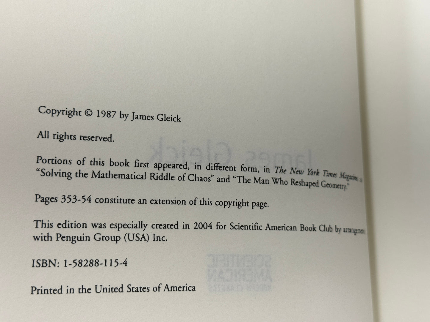 Chaos: Making a New by James Gleick [2004 · Scientific American Book Club]