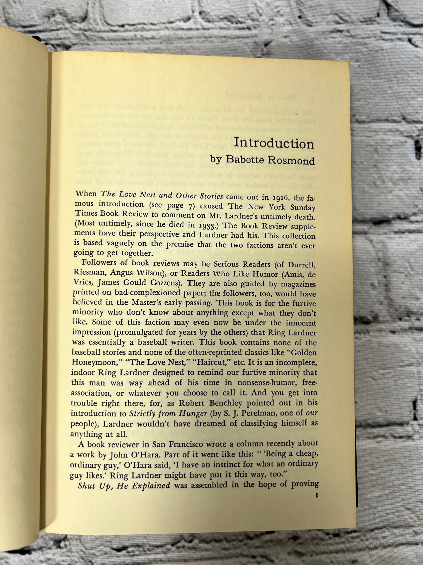 Shut Up, He Explained: A Ring Lardner Selection ed Rosmond & Morgan [1962]