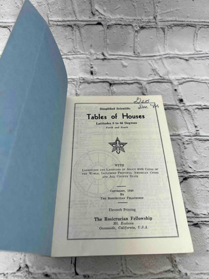 Simplified Scientific Tables of Houses Latitude 0 to 66 Degrees