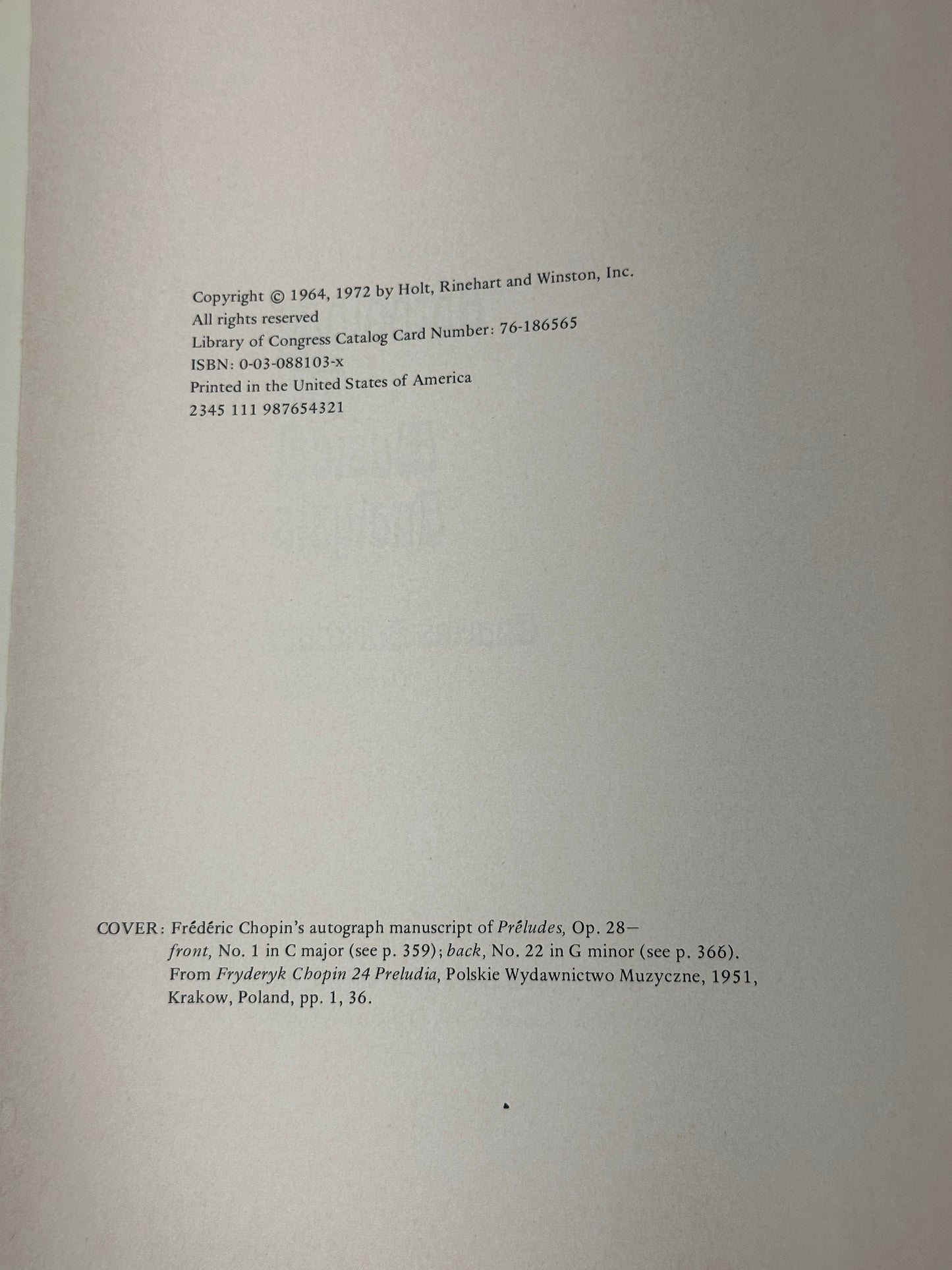 Anthology for Musical Analysis by Charles Burkhart [Second Edition · 1972]