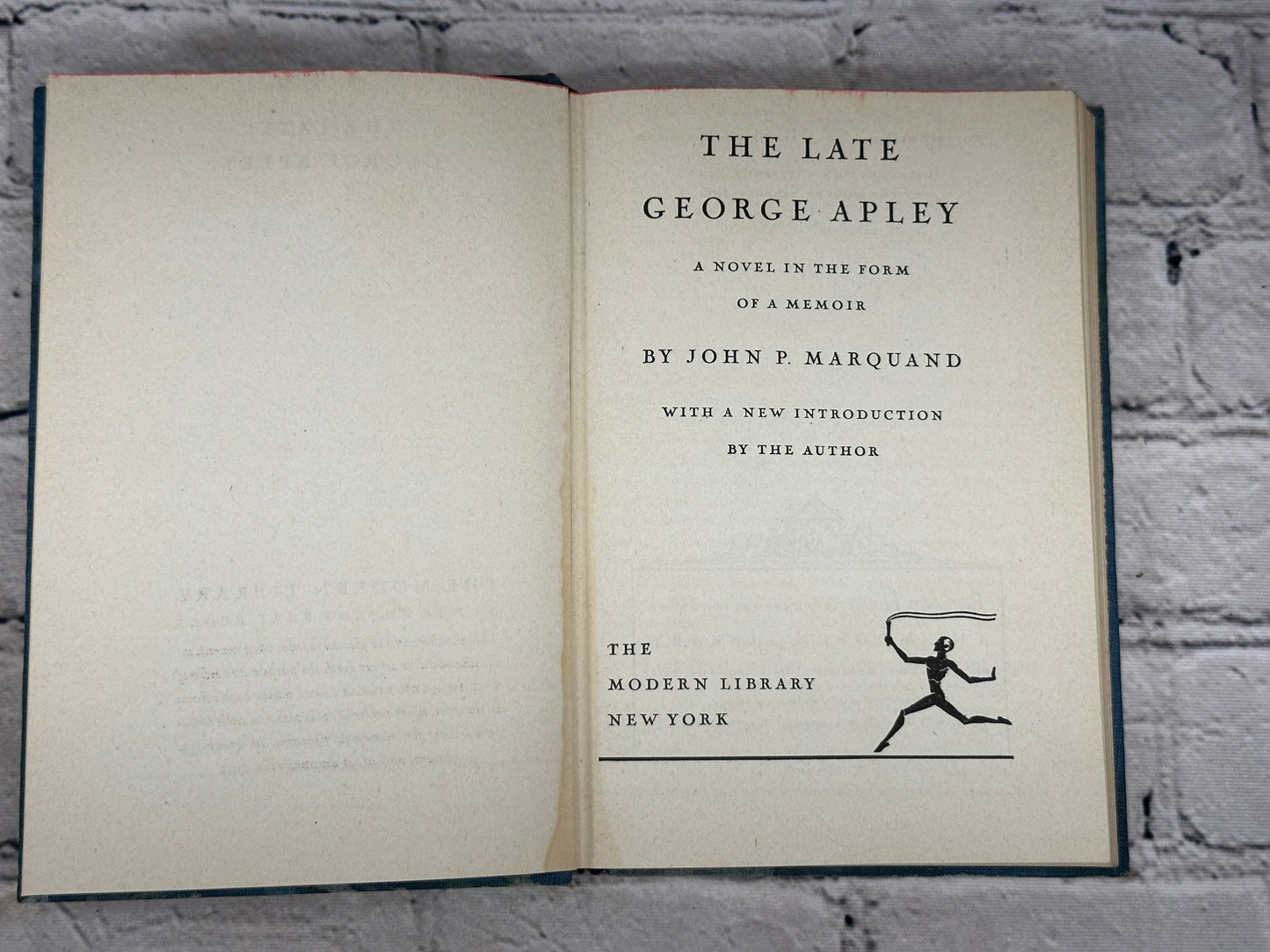 The Late George Apley By John P. Marquand  [1940]