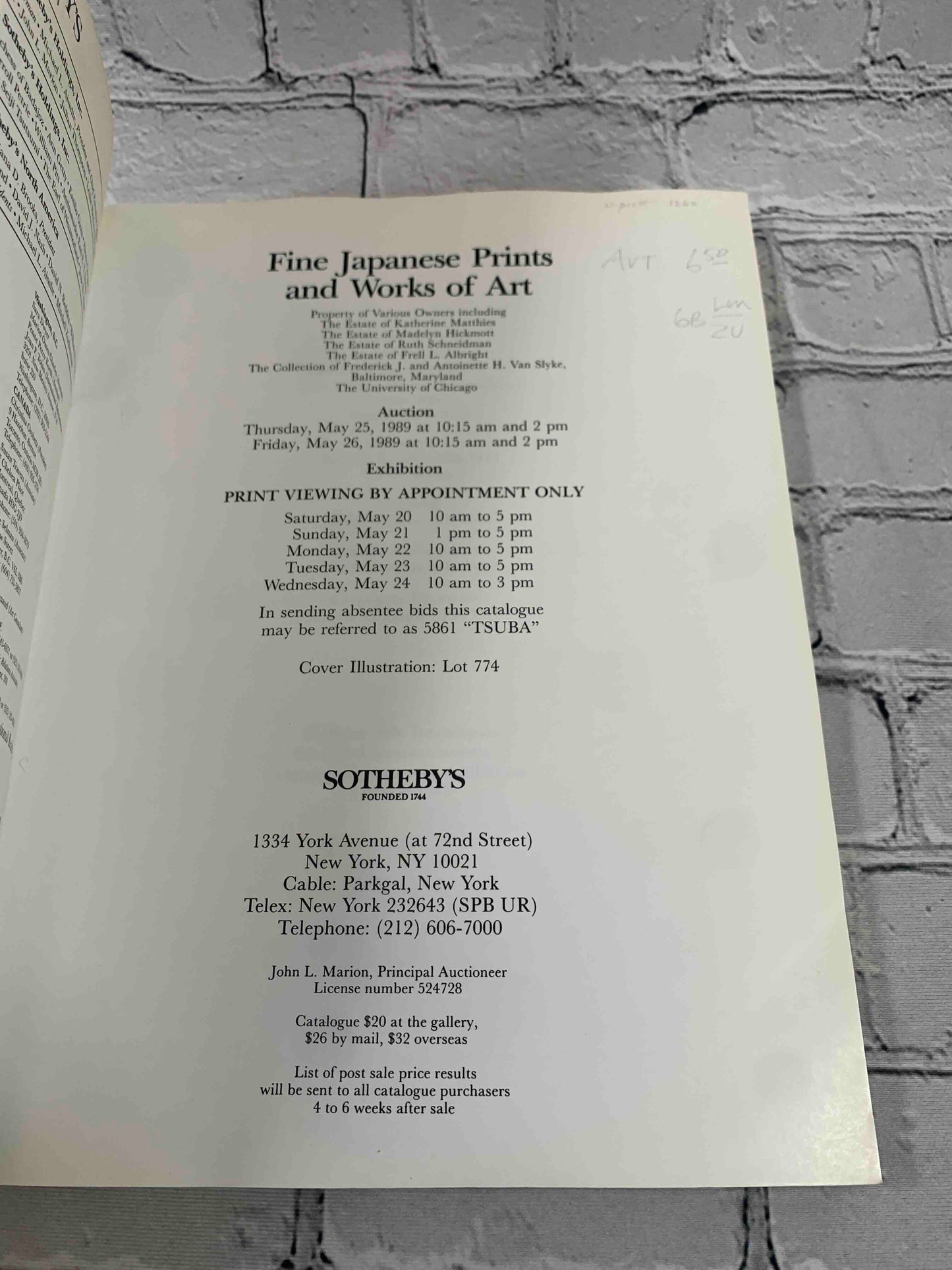 Sotheby's: Fine Japanese Prints and Works of Art (May 1989)