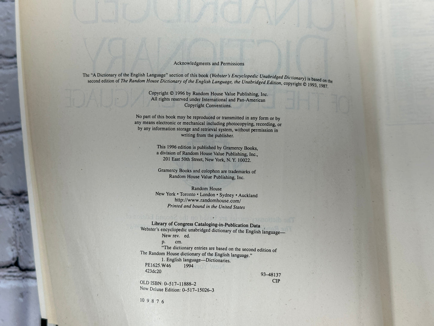 Webster's Encyclopedic Unabridged Dictionary Of The English Language [1996]