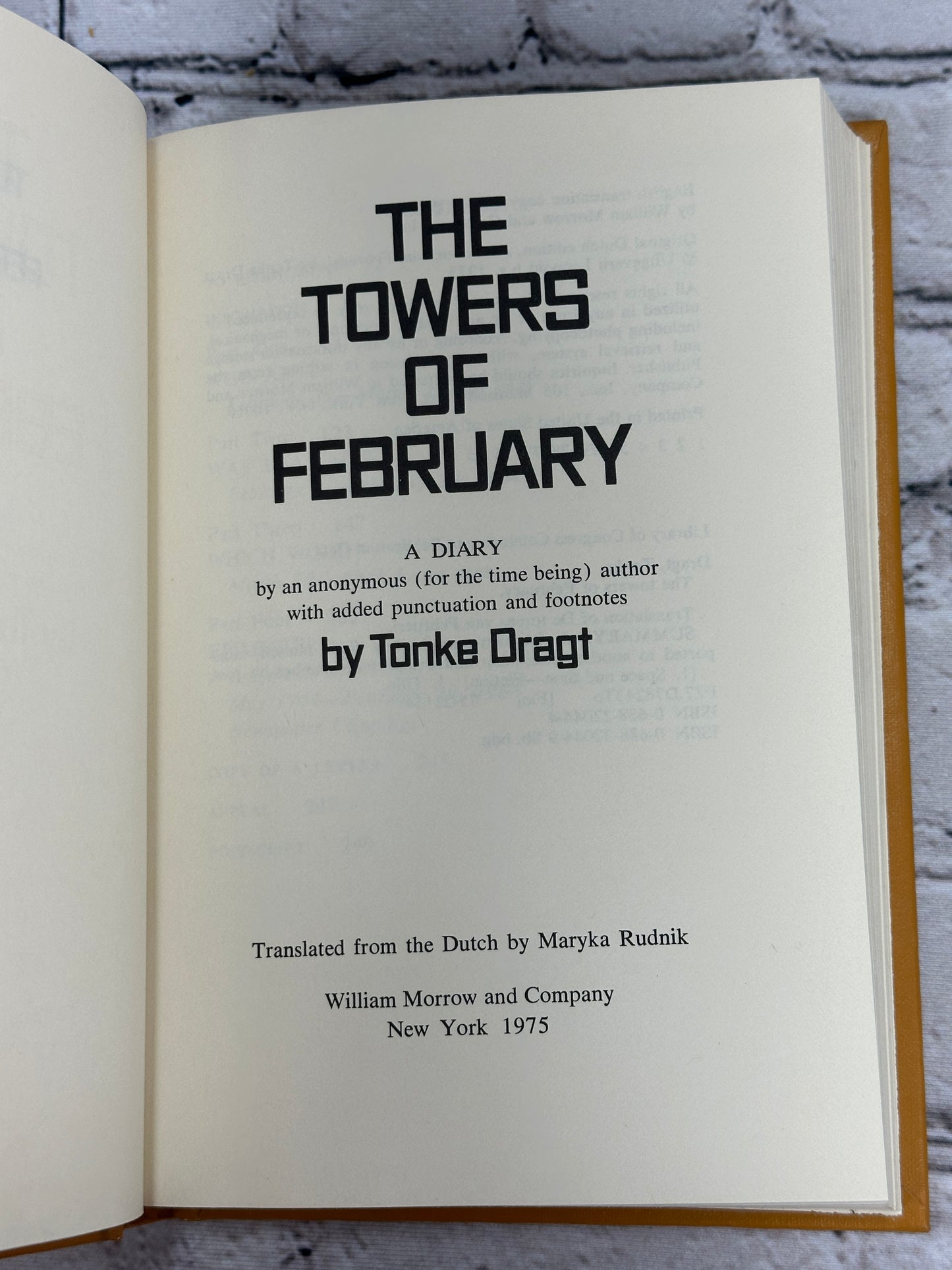 The Towers of February: A Diary by an Anonymous [Library Ed. · 1st Print · 1975]