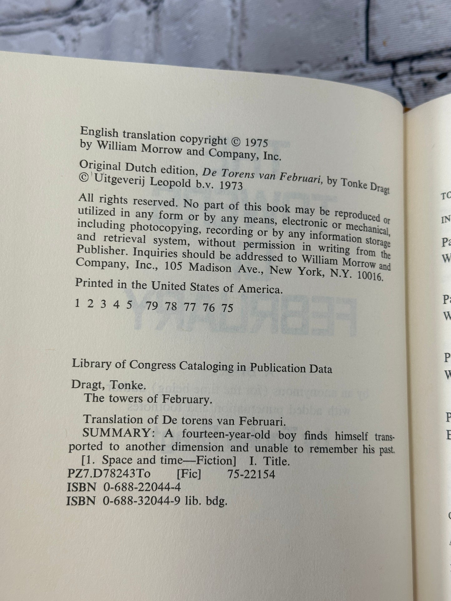 The Towers of February: A Diary by an Anonymous [Library Ed. · 1st Print · 1975]