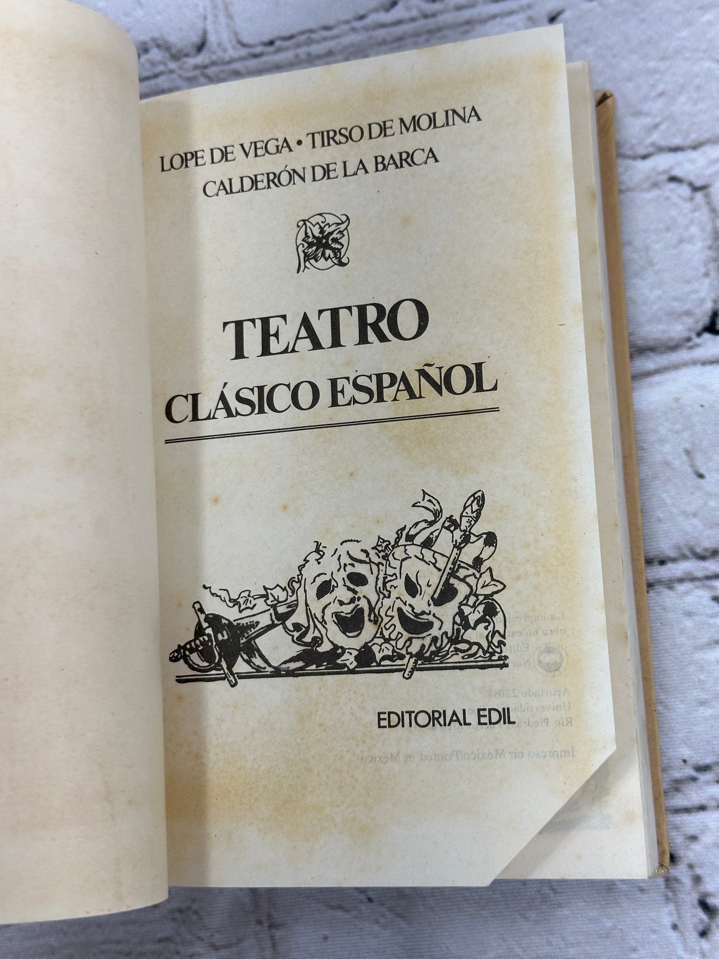 Teatro Clasico Espanol Lope De Vega Tirso De Molina Calderon De La Barca [1988 · Editorial Edil]