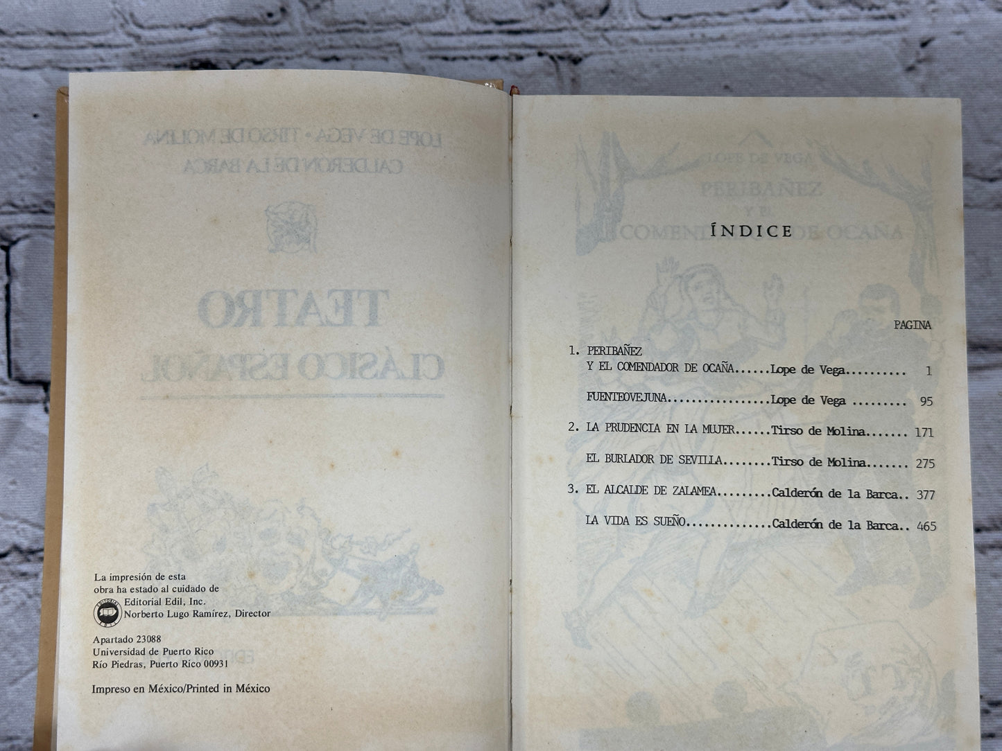 Teatro Clasico Espanol Lope De Vega Tirso De Molina Calderon De La Barca [1988 · Editorial Edil]