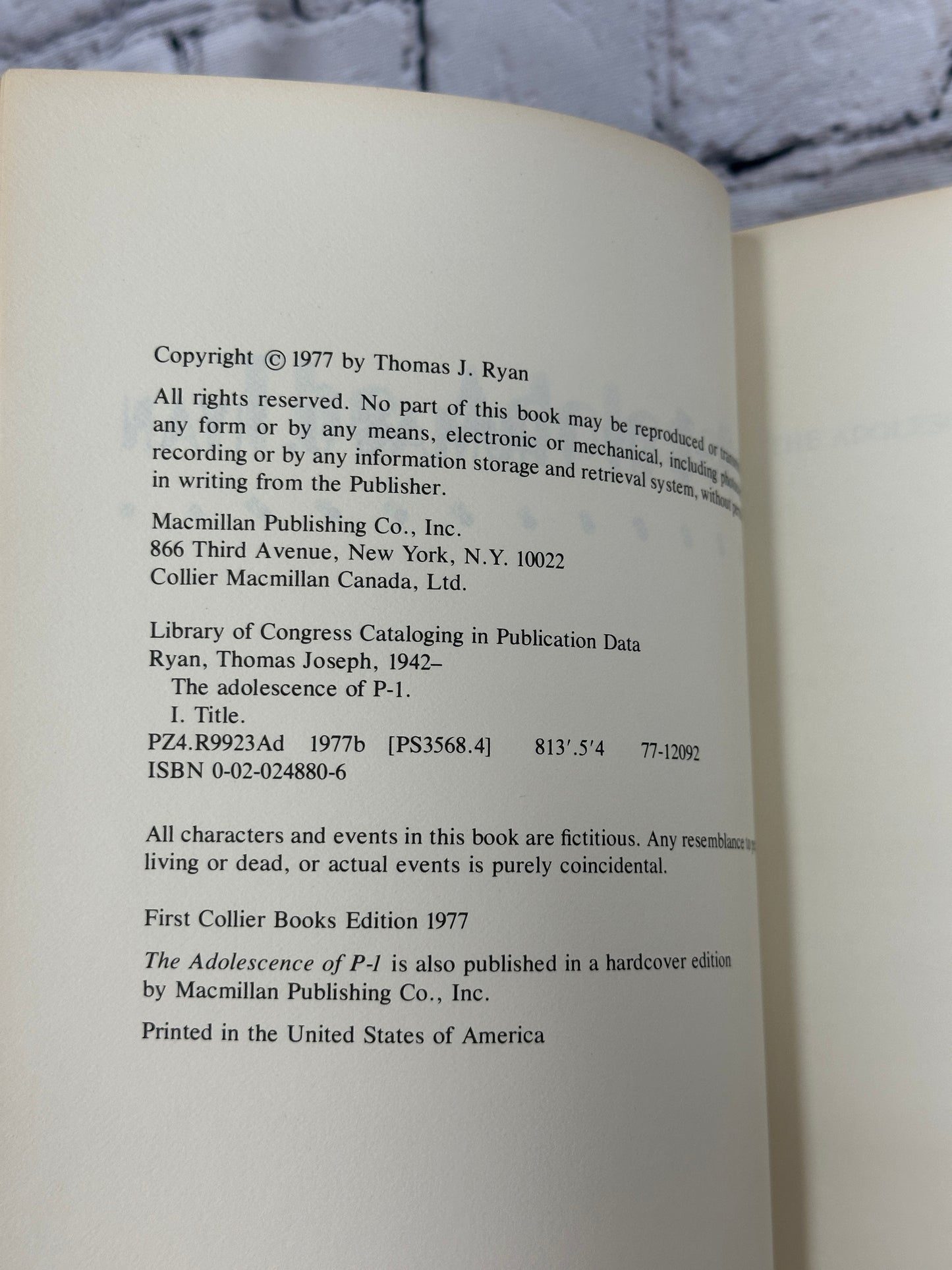 Adolescence of P-1 by Thomas J. Ryan [1977]