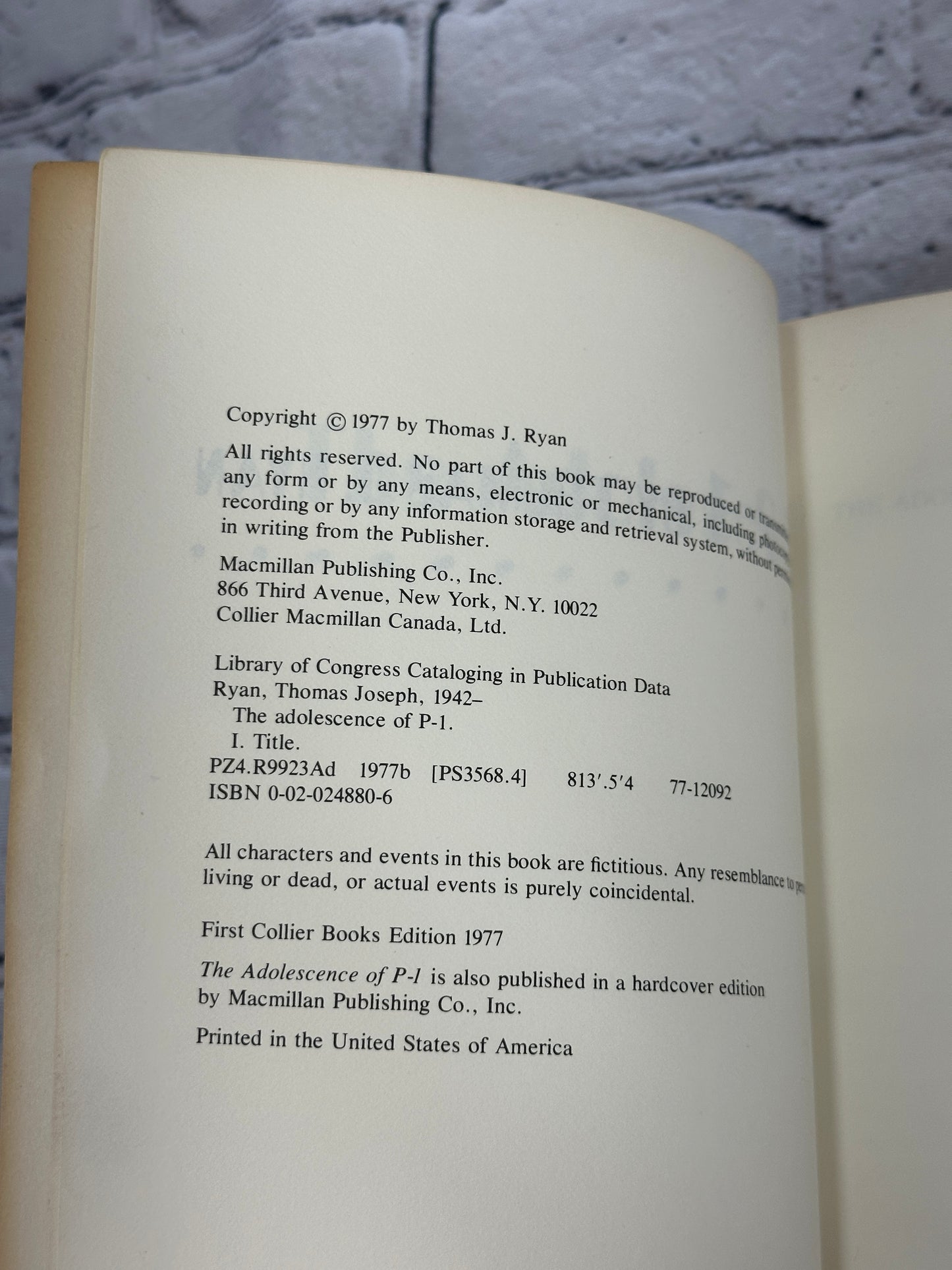 Adolescence of P-1 by Thomas J. Ryan [1977]