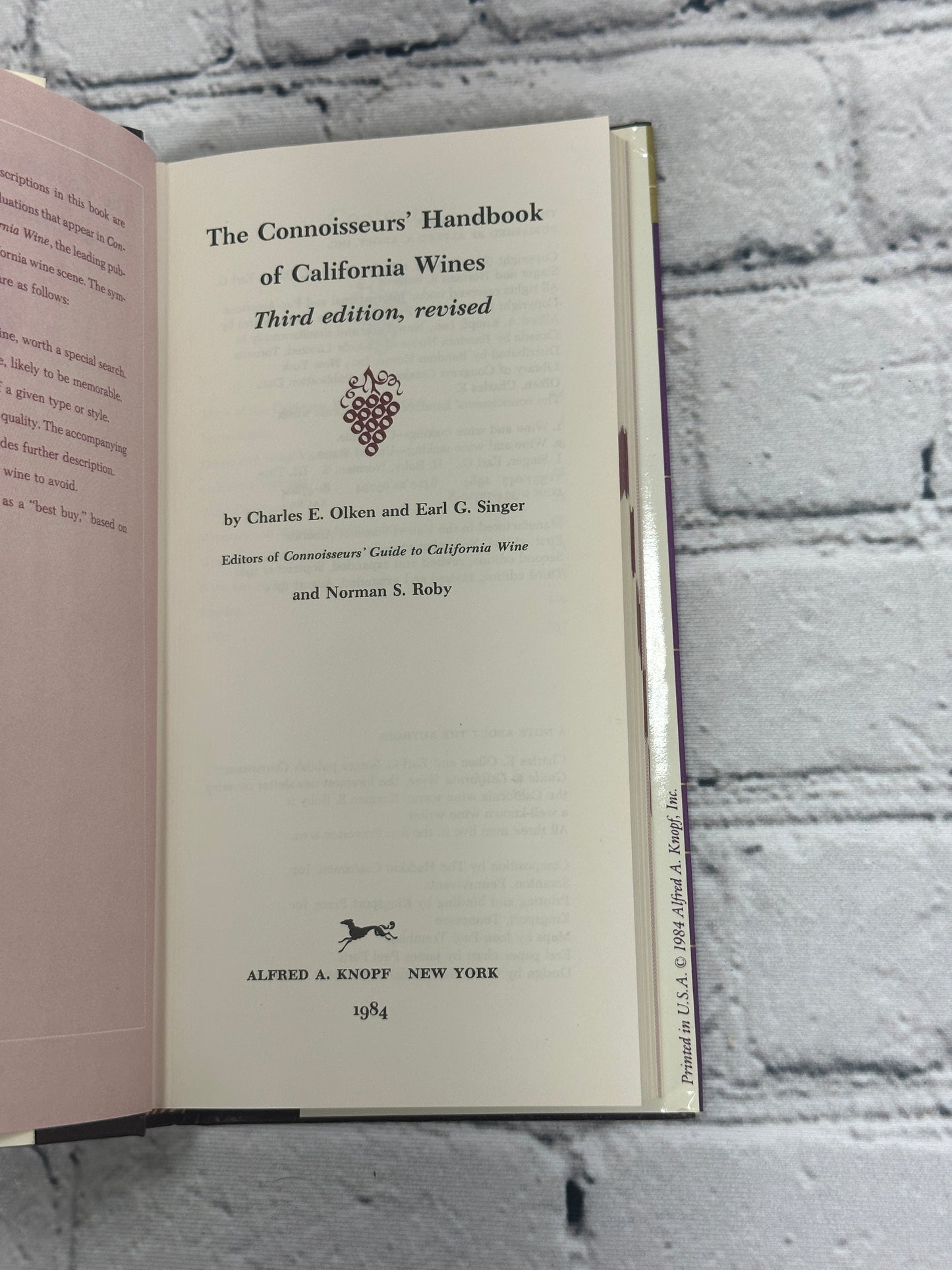 The Connoisseurs' Handbook of California Wines by Olken & [1984 · Third Edition]