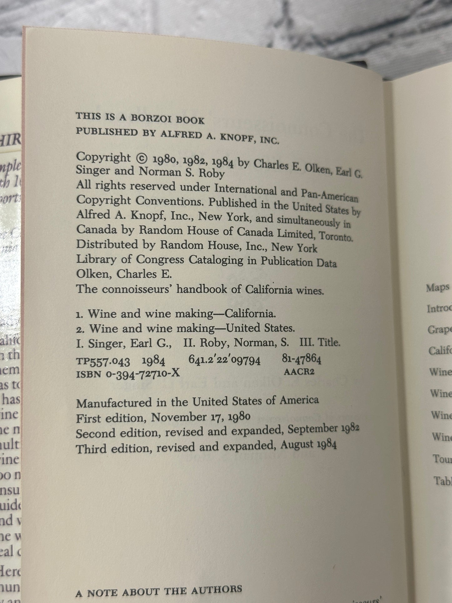 The Connoisseurs' Handbook of California Wines by Olken & [1984 · Third Edition]