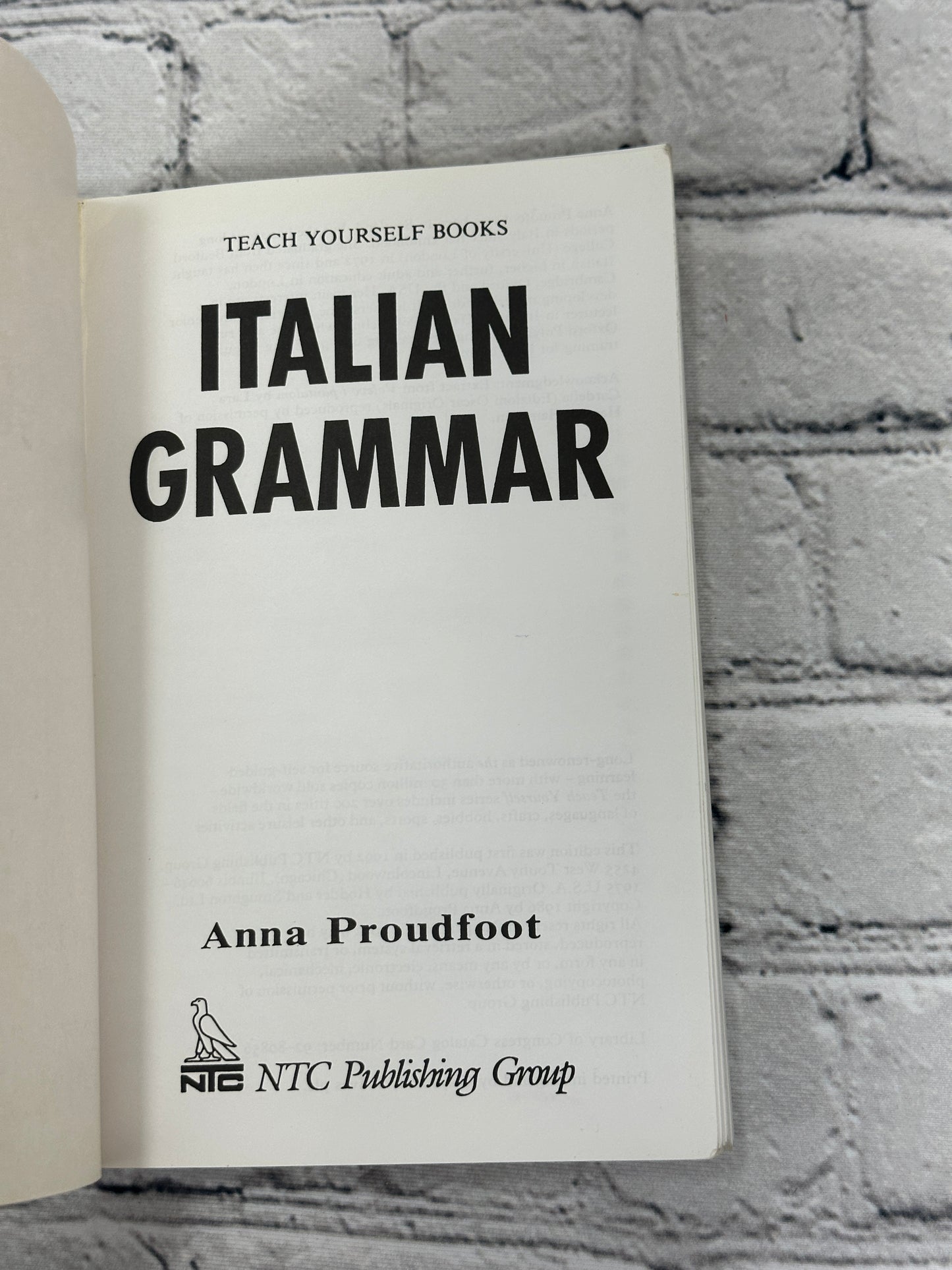 Italian Grammar By Anna Proudfoot [1992 · Teach Yourself Books]