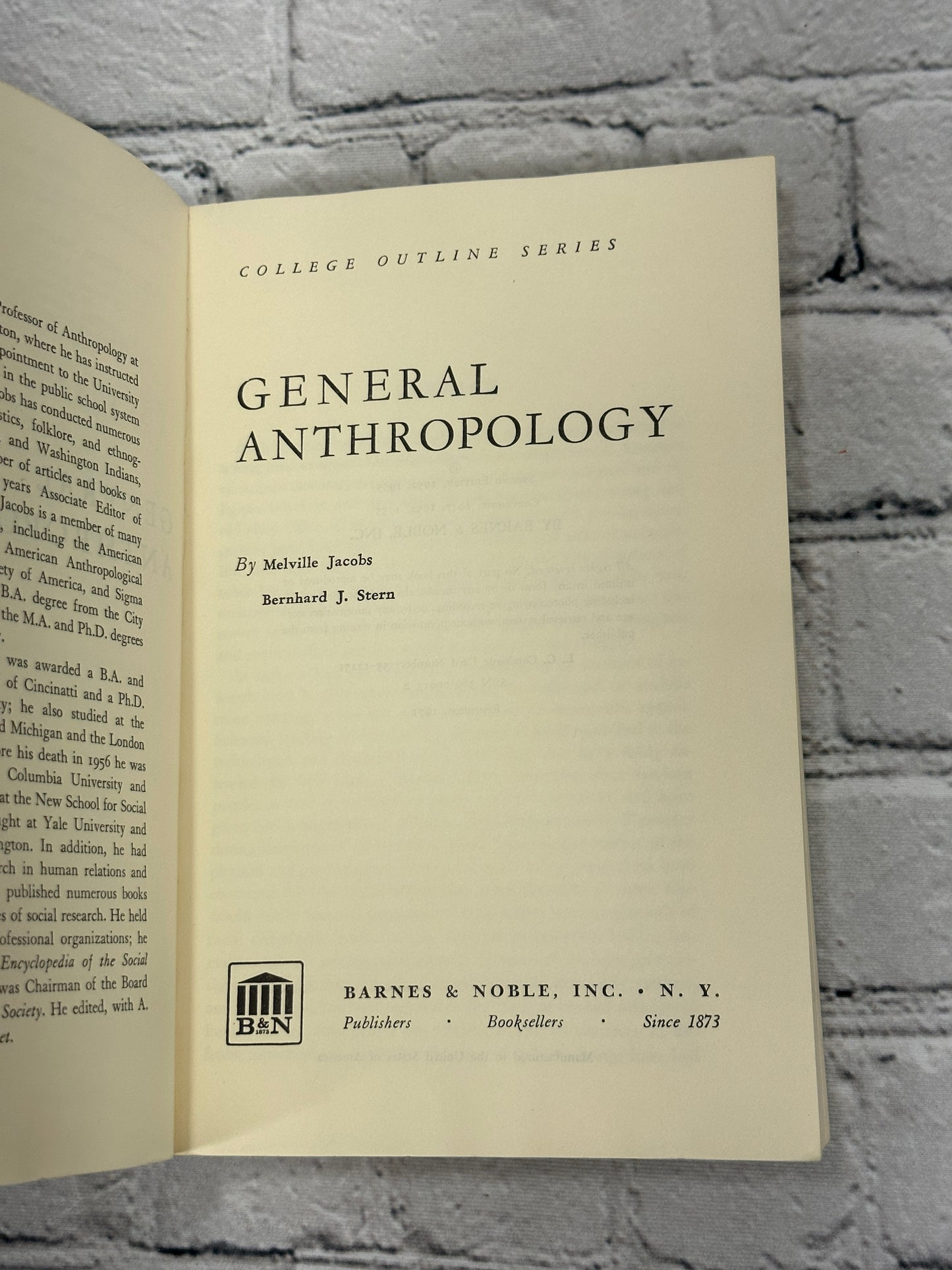 General Anthropology by Jacobs and Stern [1955]