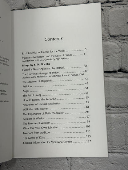Meditation Now : Inner Peace Through Inner Wisdom by S. N. Goenka [2003]