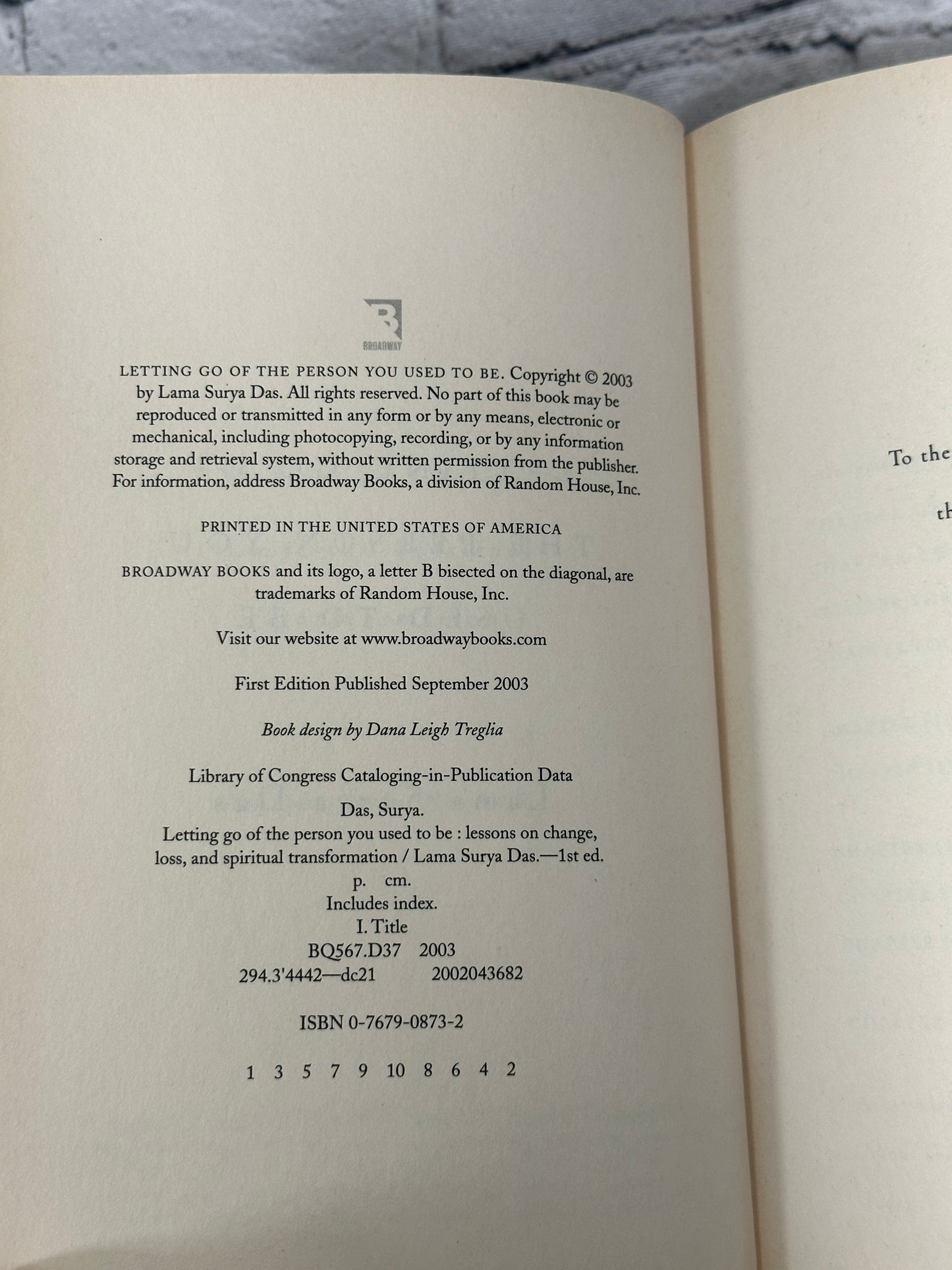 Letting Go of the Person You Used to Be by Lama Surya Das [2003 · First Edition]