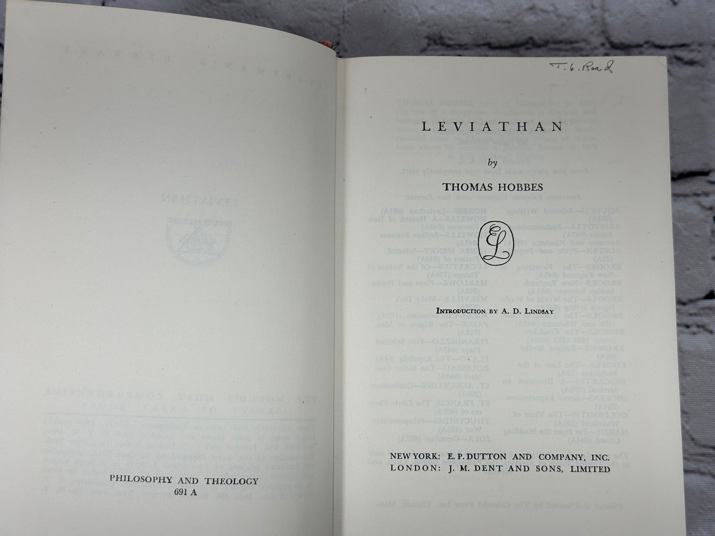 Leviathan by Thomas Hobbes [Everyman's Library · 1950]