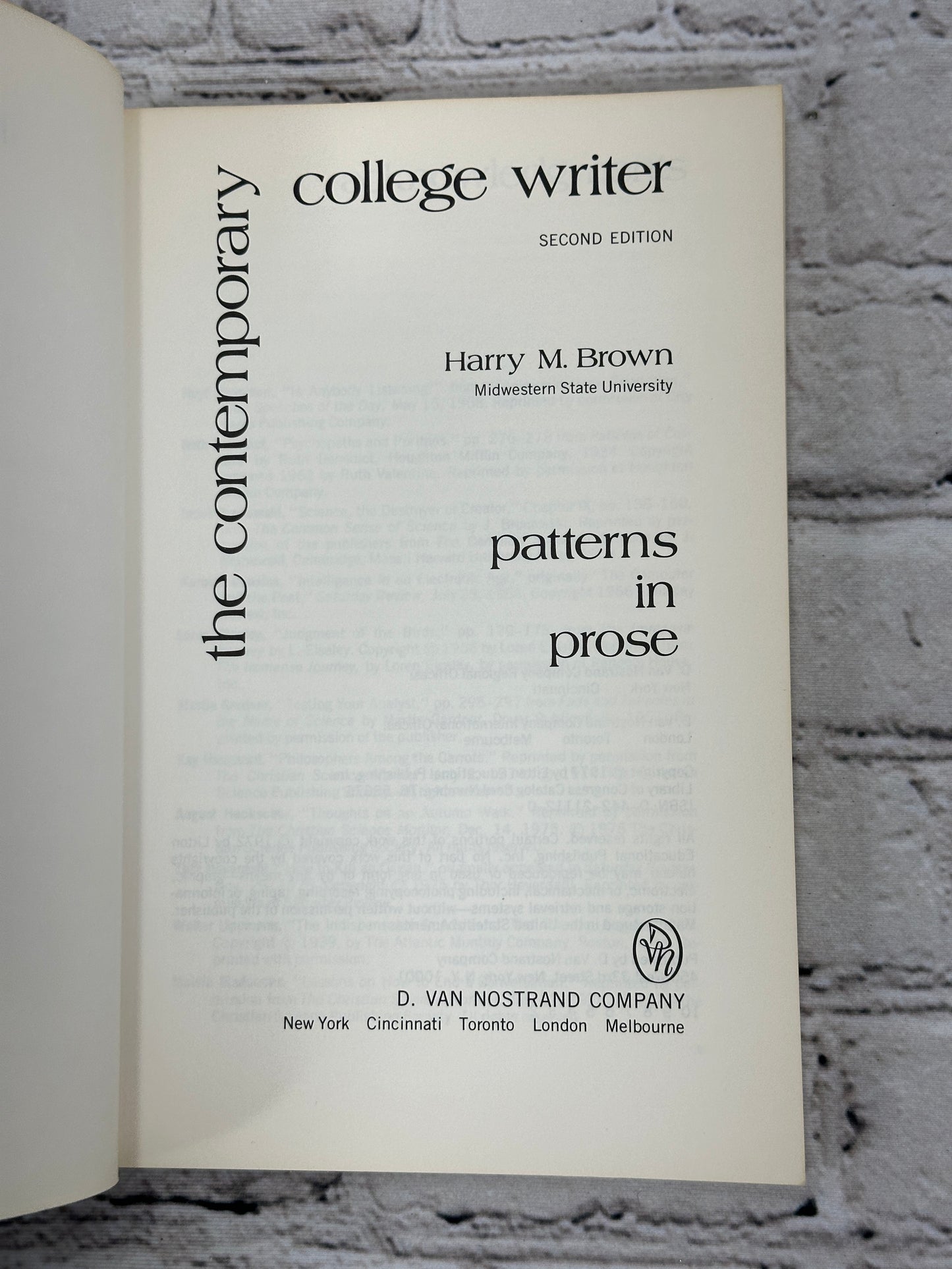 The Contemporary College Writter by Harry M. Brown [1977]