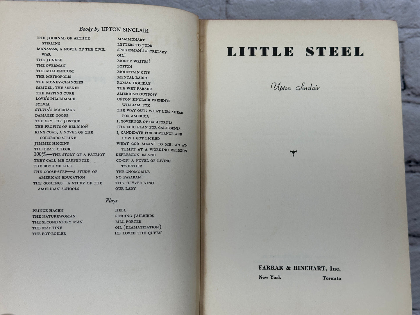 Little Steel by Upton Sinclair [1st Edition · 1st Print · 1938]