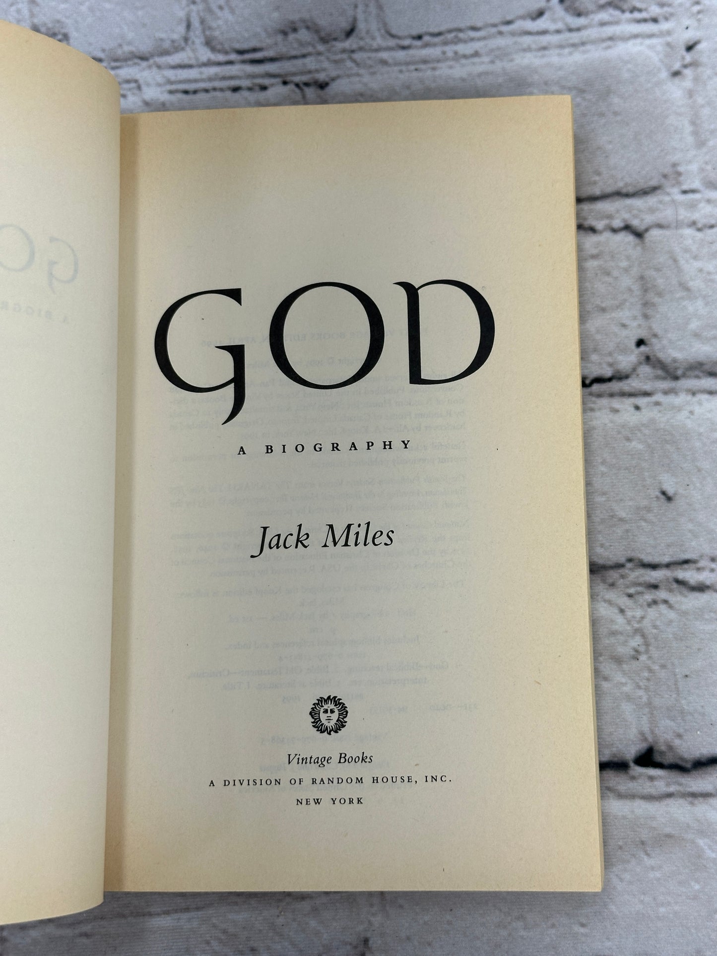 God : A Biography by Jack Miles [1995 · Sixth Printing]