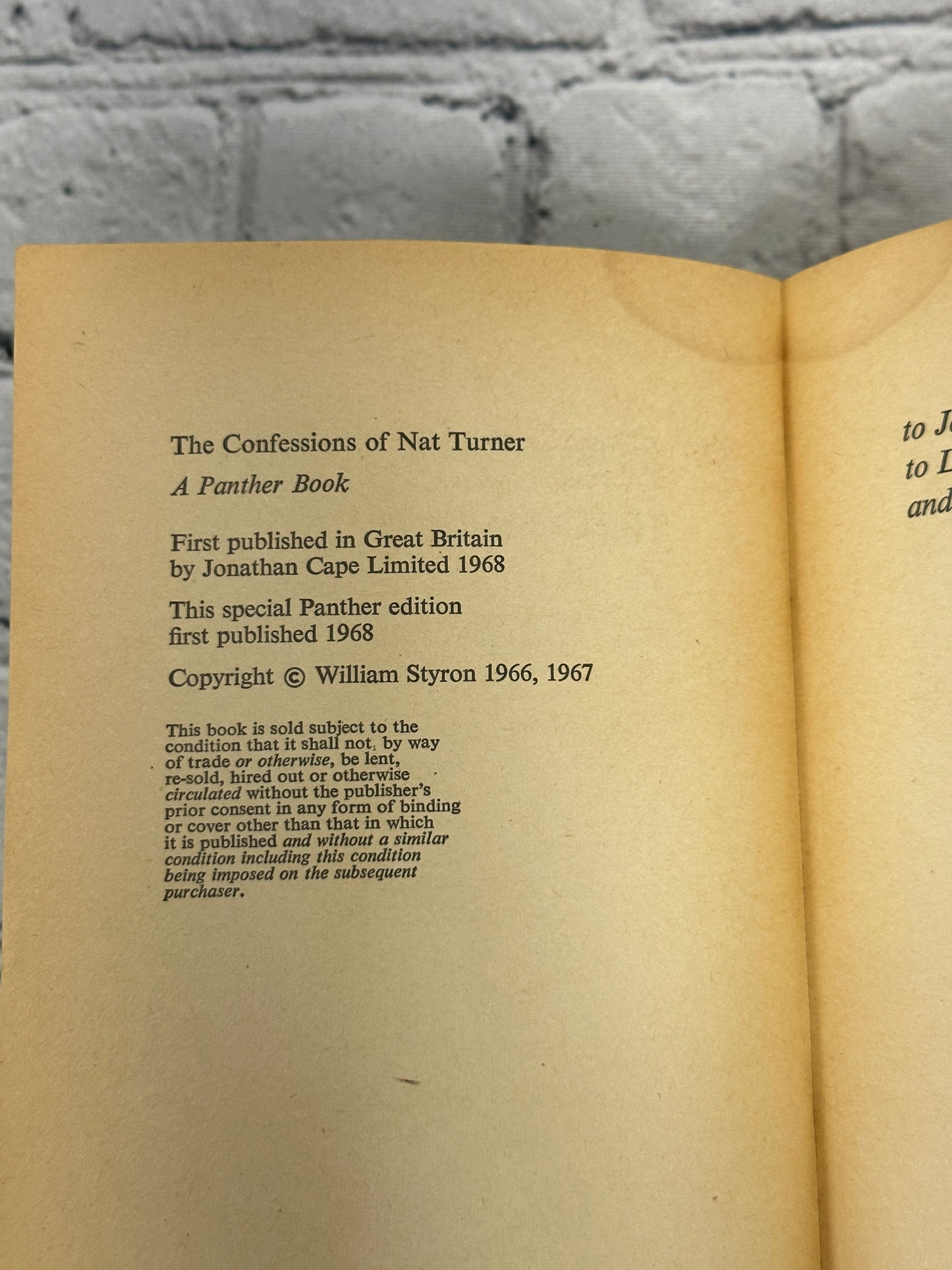 The Confessions Of Nat Turner by William Styron [1968 · Special Panther Edition]