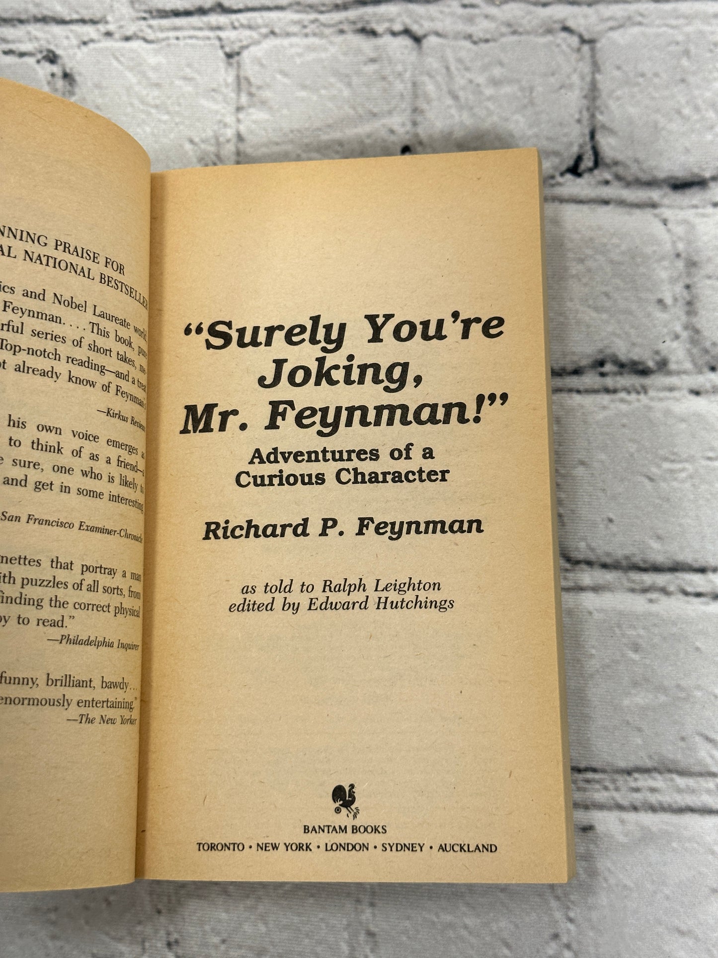 Surely You're Joking Mr Feynman: Adventures of a...By Richard P. Feynman [1986]