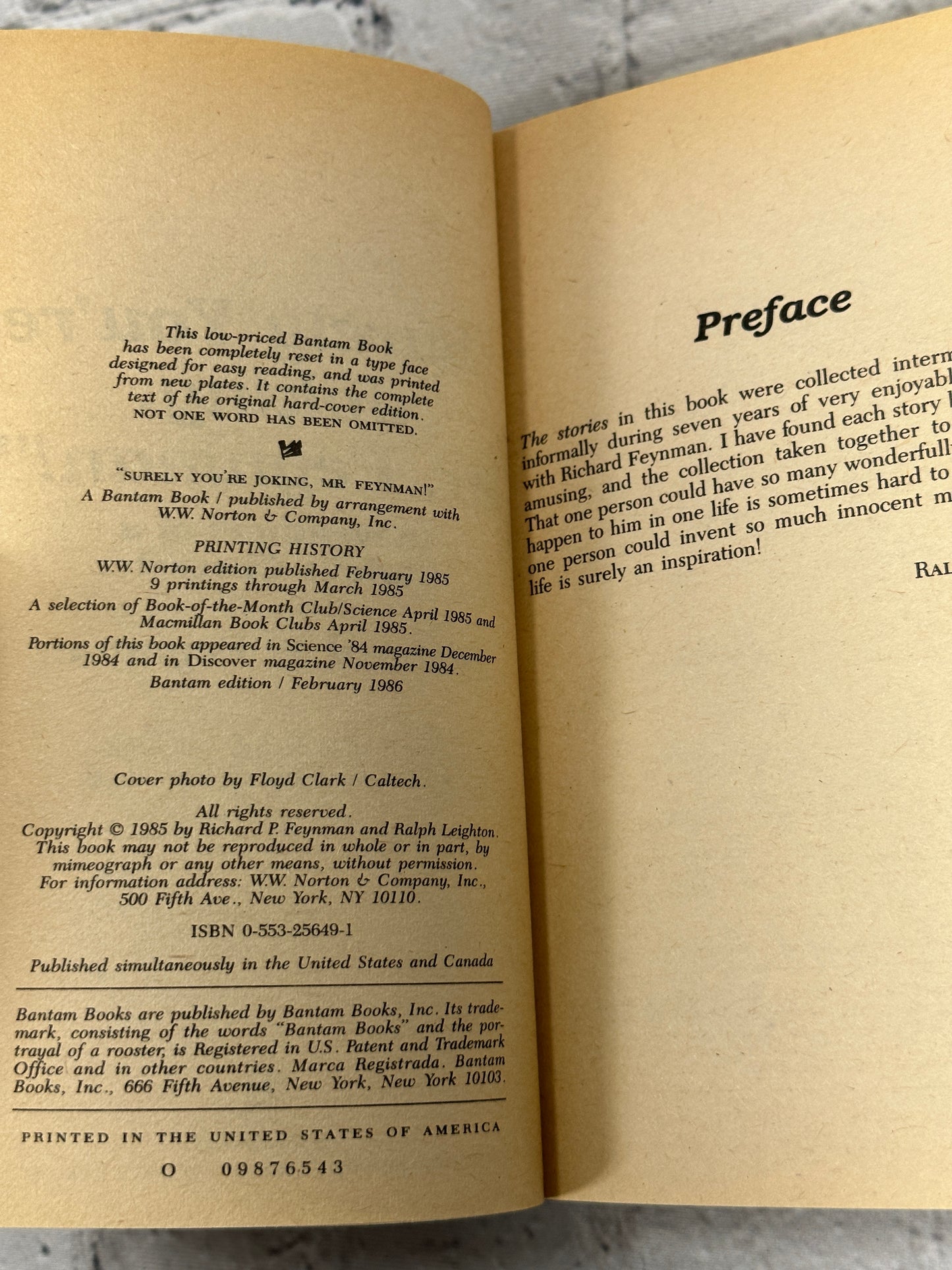 Surely You're Joking Mr Feynman: Adventures of a...By Richard P. Feynman [1986]