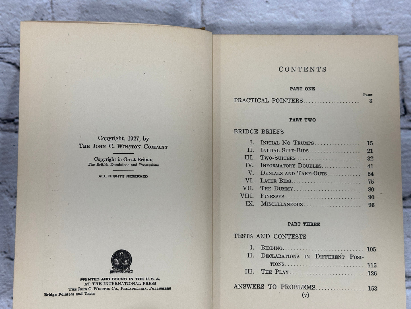 Bridge Pointers and Tests By Milton C. Work [1st Edition · 1927]